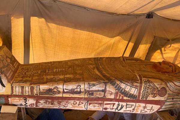 Dozens of coffins decorated with hieroglyphics found in Egyptian necropolis