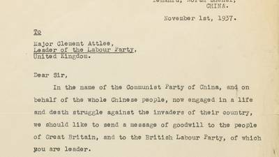 Letter from Mao Zedong to Attlee goes under the hammer