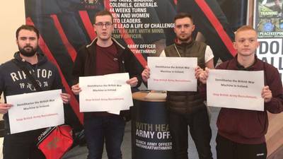 Sinn Féin protests at British army recruitment at university