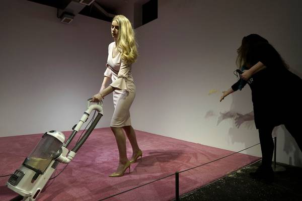 Ivanka Trump criticises art exhibit of lookalike vacuuming breadcrumbs