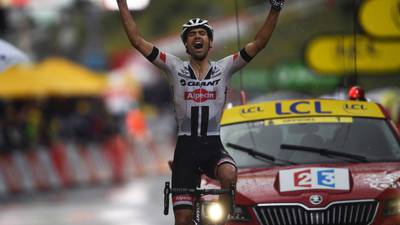 Tom Dumoulin takes a sodden stage nine of Tour de France
