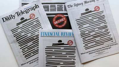 Australian newspapers black out front pages to protest press restrictions