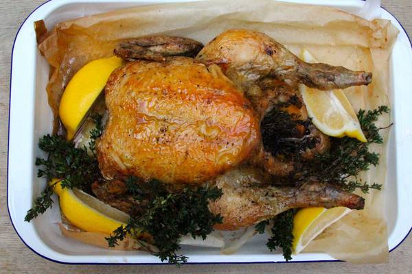Thyme roasted chicken with preserved lemon