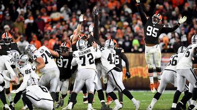 Las Vegas Raiders overcome Covid-ravaged Cleveland Browns in rescheduled game