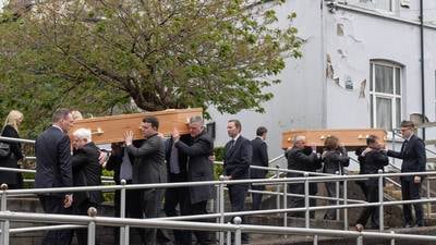 Couple who died in Cork house fire were ‘soul mates’ and son’s ‘best friends’, joint funeral hears