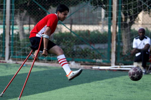 One-legged soccer players aim for a league in Egypt