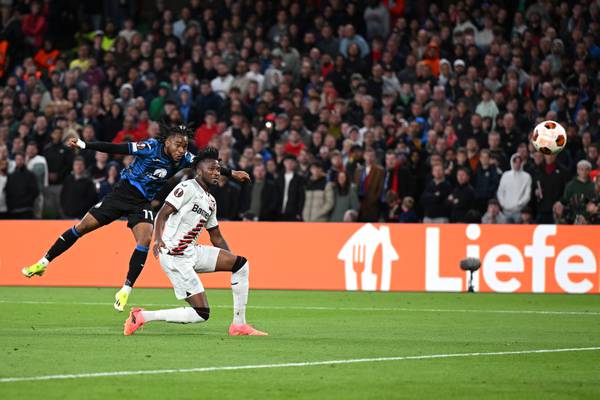 Lookman hat-trick for Atalanta wipes out Bayer Leverkusen’s treble dream in Dublin