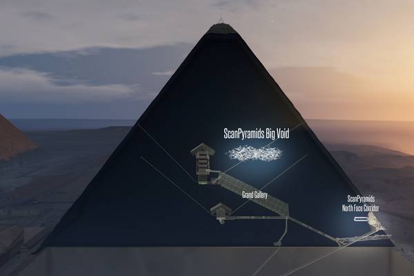 Secret void inside Great Pyramid discovered using cosmic rays