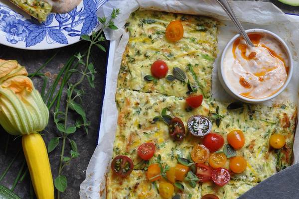 Recipe: Courgette frittata with harissa yogurt