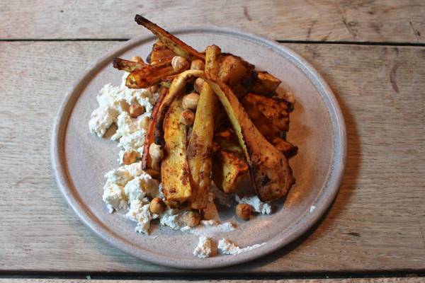 Spiced parsnips, hazelnuts and whipped ricotta