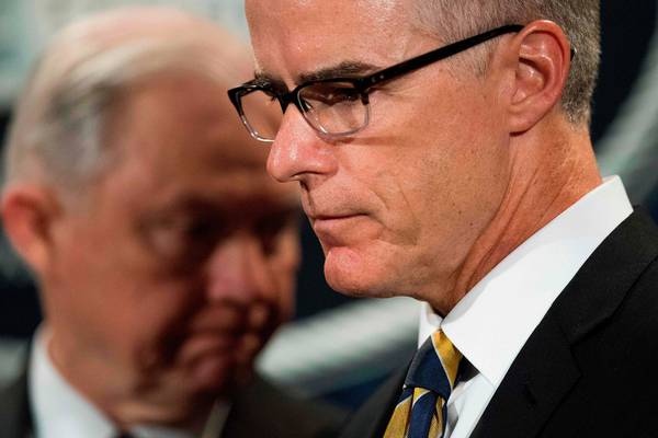 US attorney general fires former FBI deputy director Andrew McCabe