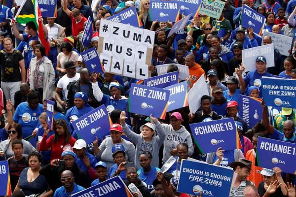 Tens of thousands march  against Zuma across South Africa