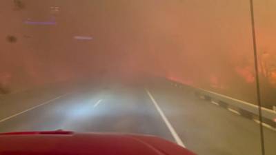 Texas firefighters release footage of blaze engulfing road
