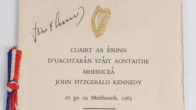 Programme for John F Kennedy’s 1963  visit to be auctioned