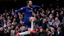 Gonzalo Higuain opens account with double for five-star Chelsea