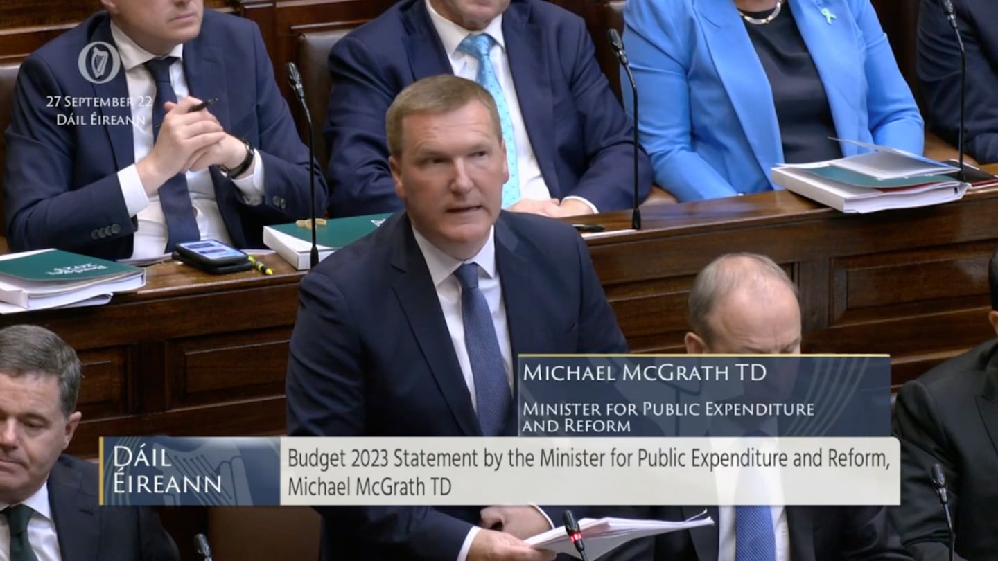 Minister for Public Expenditure and Reform Michael McGrath delivers his budget speech to Dáil Éireann