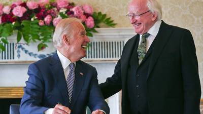 Joe Biden travels west after meeting  President Higgins