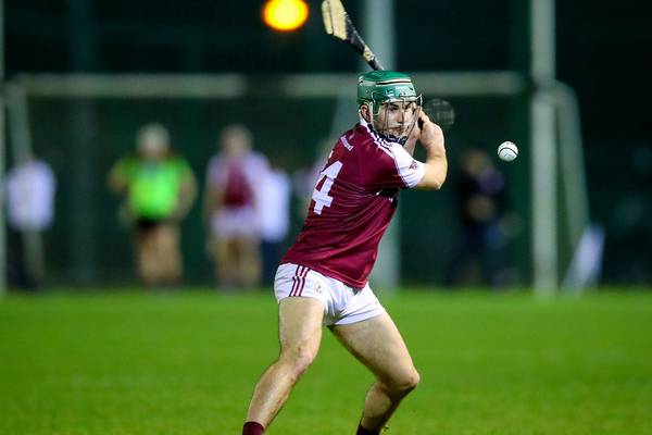 Evan Niland showing his hand for Galway hurling