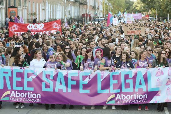 Thousands attend March for Choice as Harris calls for TDs to ‘get on’ with abortion legislation