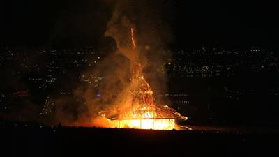 Hand-crafted ‘Temple’ in memory of  dead burns in Derry