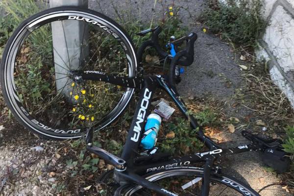 Chris Froome’s bike destroyed after car knocks him over