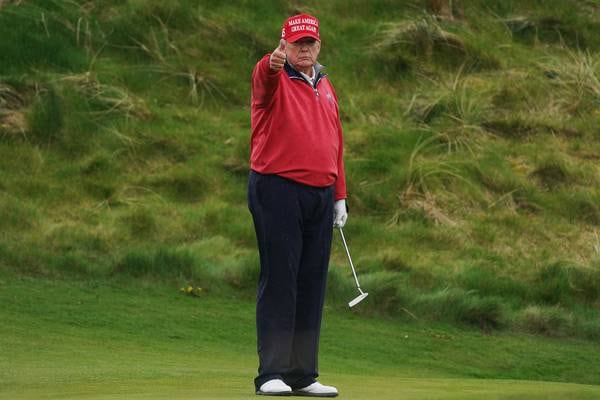 Trump tweaks both his golf drive and hotel name before heading home to deal with a ‘disgrace’ of a case