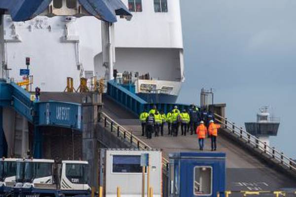 P&O workers protest dismissal from ferry company at port of Larne