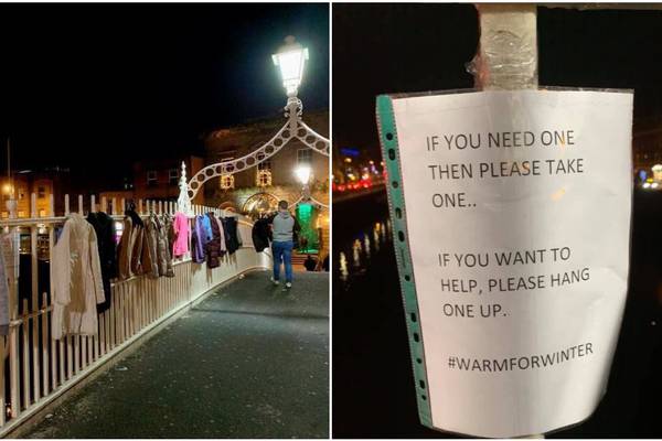 Coats left for homeless on Ha’penny bridge removed by council