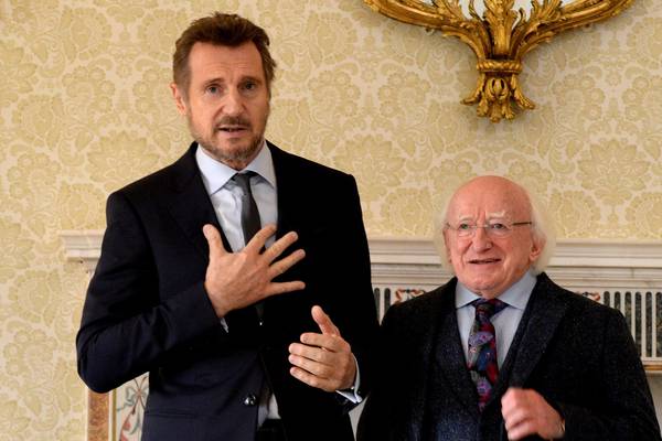 President honours ‘splendid Irish man abroad’ Liam Neeson