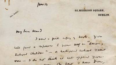 ‘I do not think it will offend you’: Letter from WB Yeats to Maud Gonne