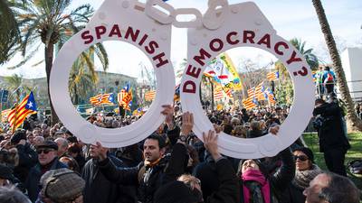 Thousands protest as  ex-Catalan leader stands trial
