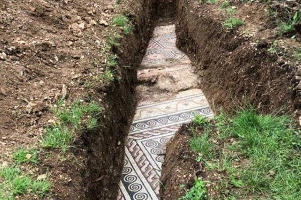 Ancient Roman mosaic floor discovered under vines in Italy