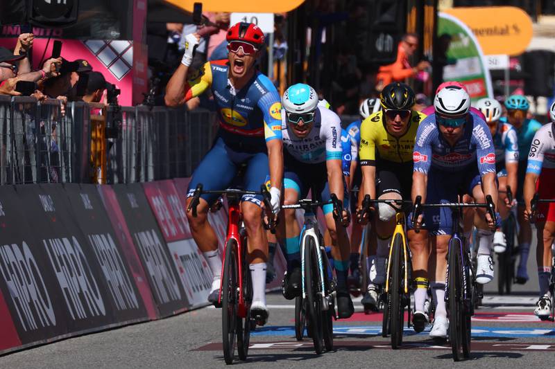 Italian rider Jonathan Milan sprints to victory on fourth stage of Giro d’Italia