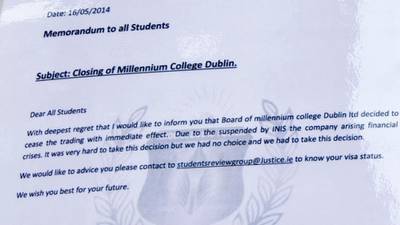 Dublin-based Millennium College closes down