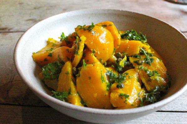 Golden beet salad with capers