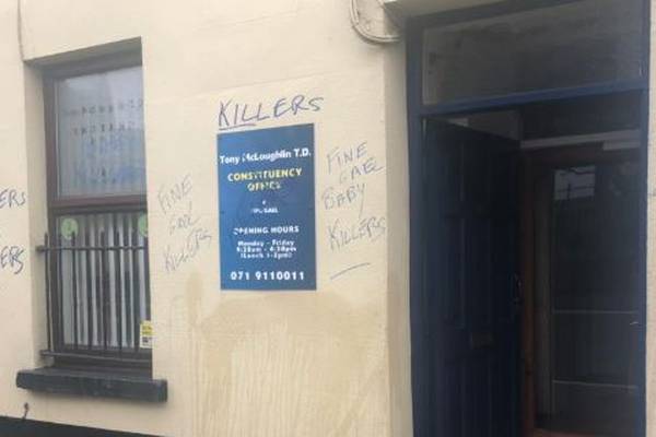 Fine Gael TD’s offices daubed with anti-abortion ‘baby killer’ graffiti
