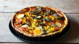 Courgette flower and goat’s cheese quiche