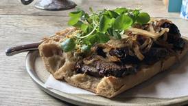 Venison steak sandwich with sticky onions and Cashel Blue butter