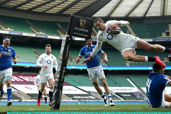 Nigel Owens says May’s try should have been disallowed