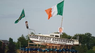 PSNI investigating Irish flag and poster of Taoiseach placed on loyalist bonfire as ‘hate crime’