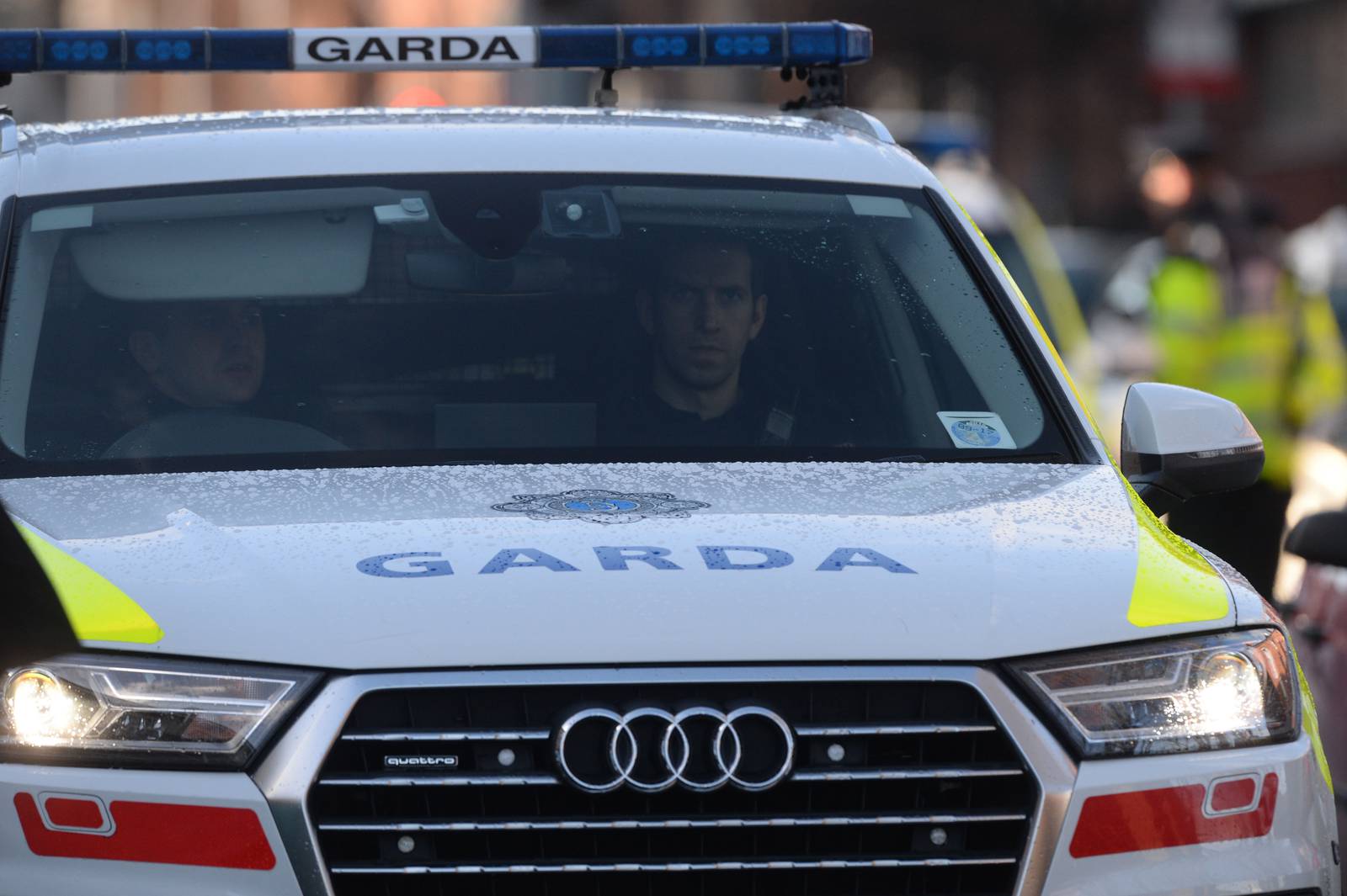 31/01/2018 - NEWS - The Garda Security operation surrounding the funeral of  Derek Coakley Hutch, (Del Boy)  from his home on  Buckingham Street  to Our Lady of Lourdes Church, Sean McDermott St. for funeral mass.
Photograph: Alan Betson / The Irish Times