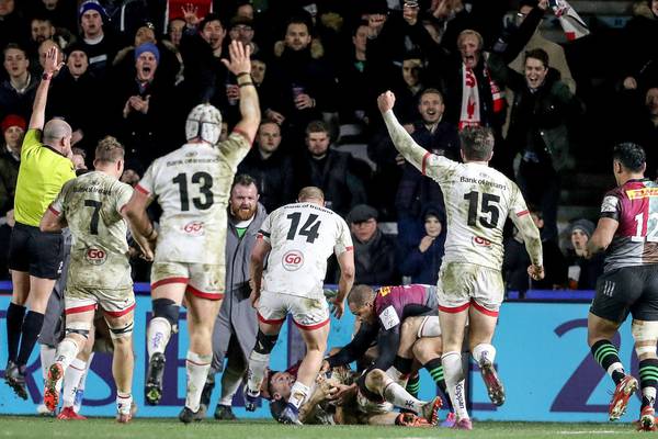 Ulster run riot at the Stoop to make it four from four