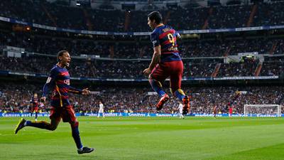 Luis Suarez’s double helps Barcelona rout Real Madrid