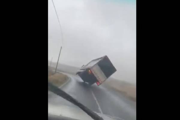 Truck overturns on Co Galway road during Storm Jorge