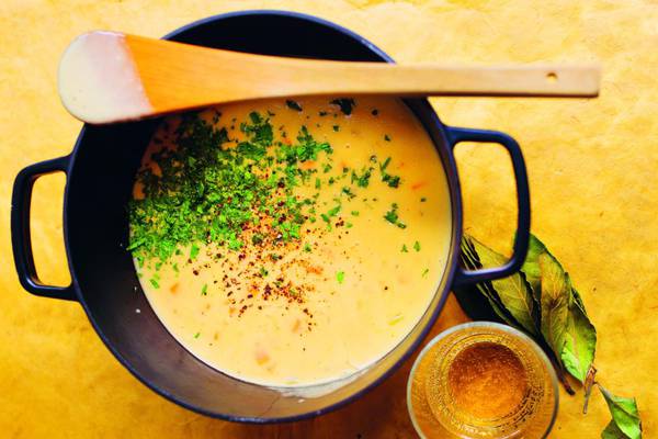 Nigel Slater’s creamy cider and cheese soup, perfect for a winter weekend