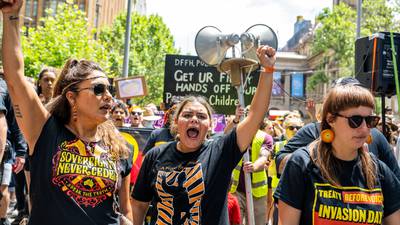 Thousands rally for 'Invasion Day' protests on Australia Day holiday
