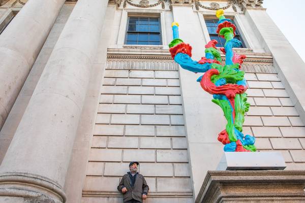 ‘It’s a bit of fun, kind of kitsch’: Sculpture unveiled on Dublin City Hall’s O’Connell plinth