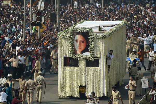 Thousands say farewell to Bollywood actor Sridevi