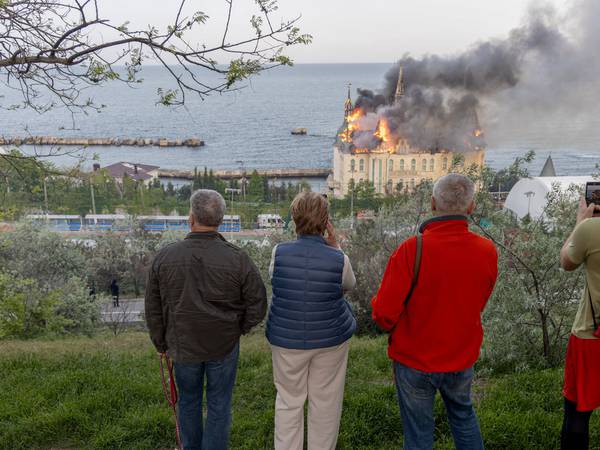 Odesa's 'Harry Potter Castle' ablaze after deadly Russian strike