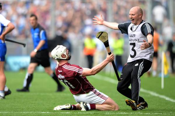 Peep went the All-Ireland whistle, and down on his knees went Joe Canning